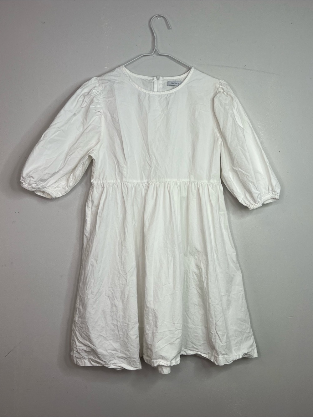 White Puff Sleeve Mini Dress 100% Cotton- Classic Daytime Style - Picture 2 of 8